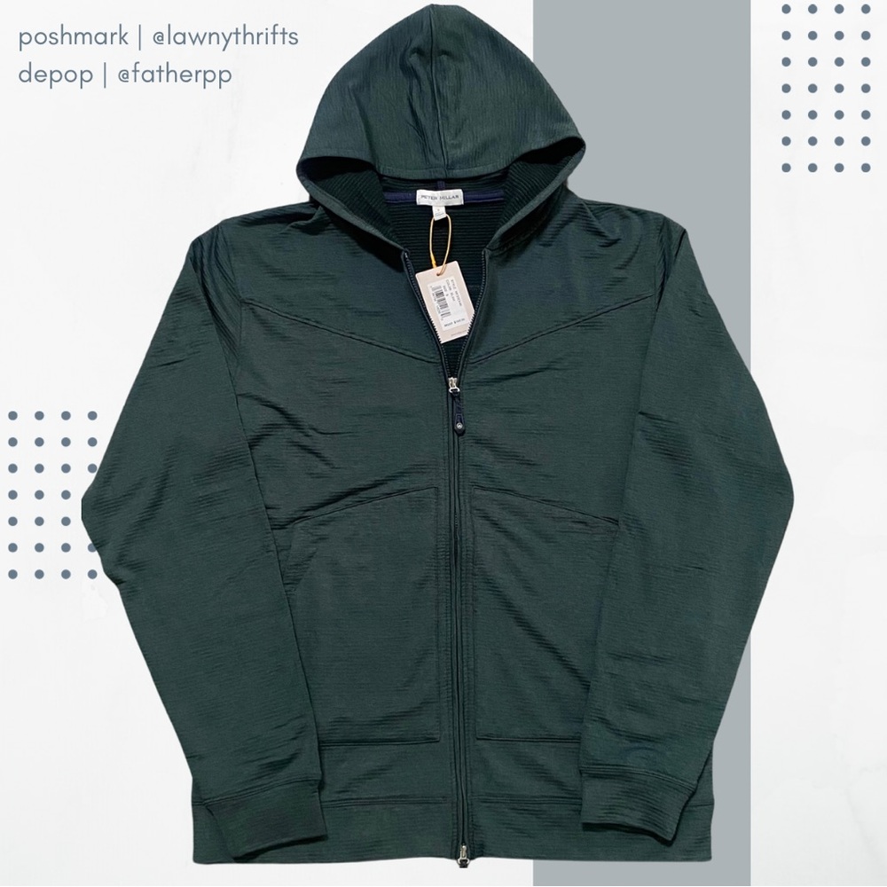 PETER MILLAR MENS BEAUMONT PERFORMANCE FULL ZIP GREEN HOODIE SIZE SMALL NWT $165